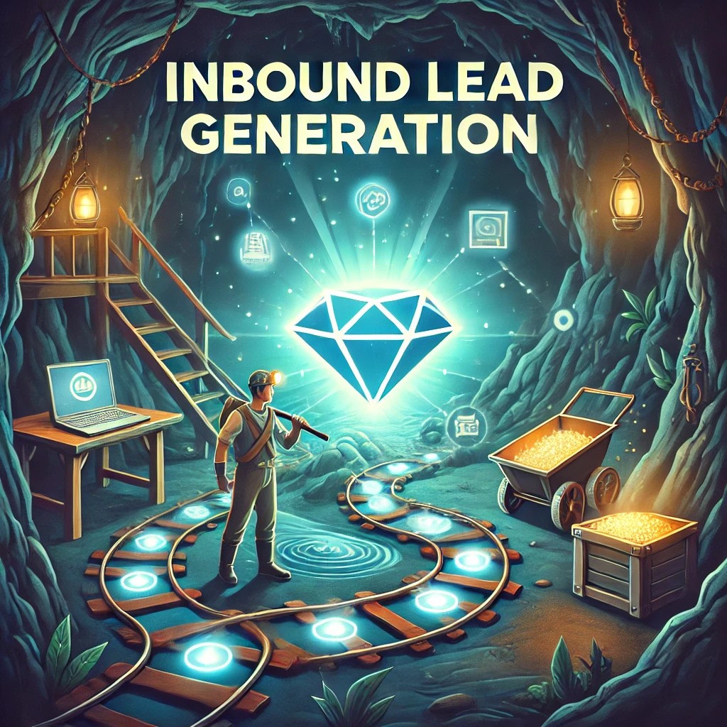 inbound lead generation guide, miner in cave with diamond